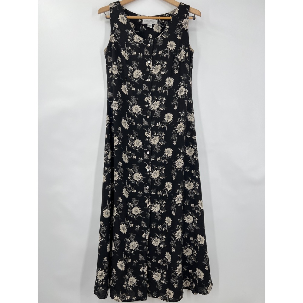 Vtg Y2K Valerie Stevens Silk Maxi 8 Dress Cottagecore Boho Dark Fairy Sleeveless